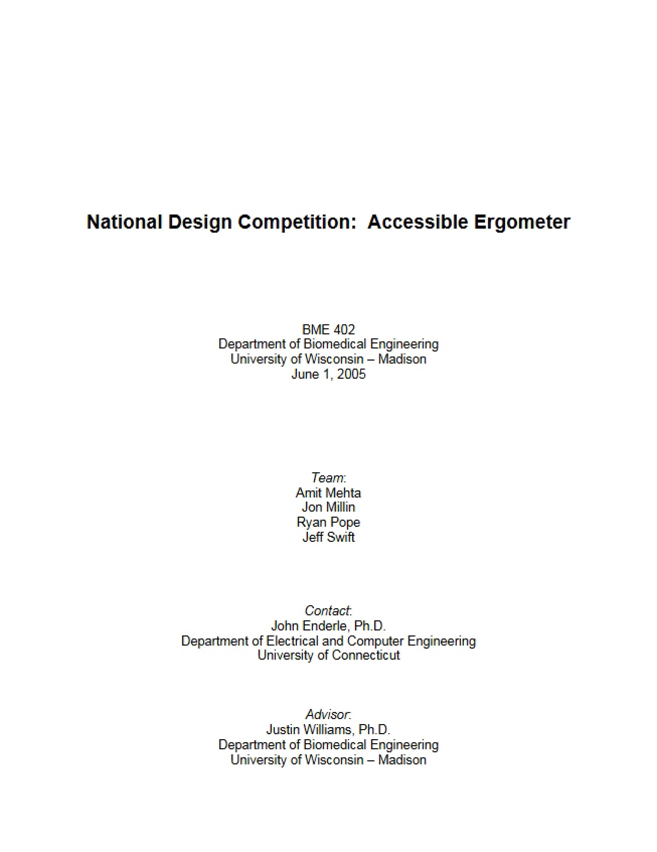 Accessible Ergometer (Design Competition)