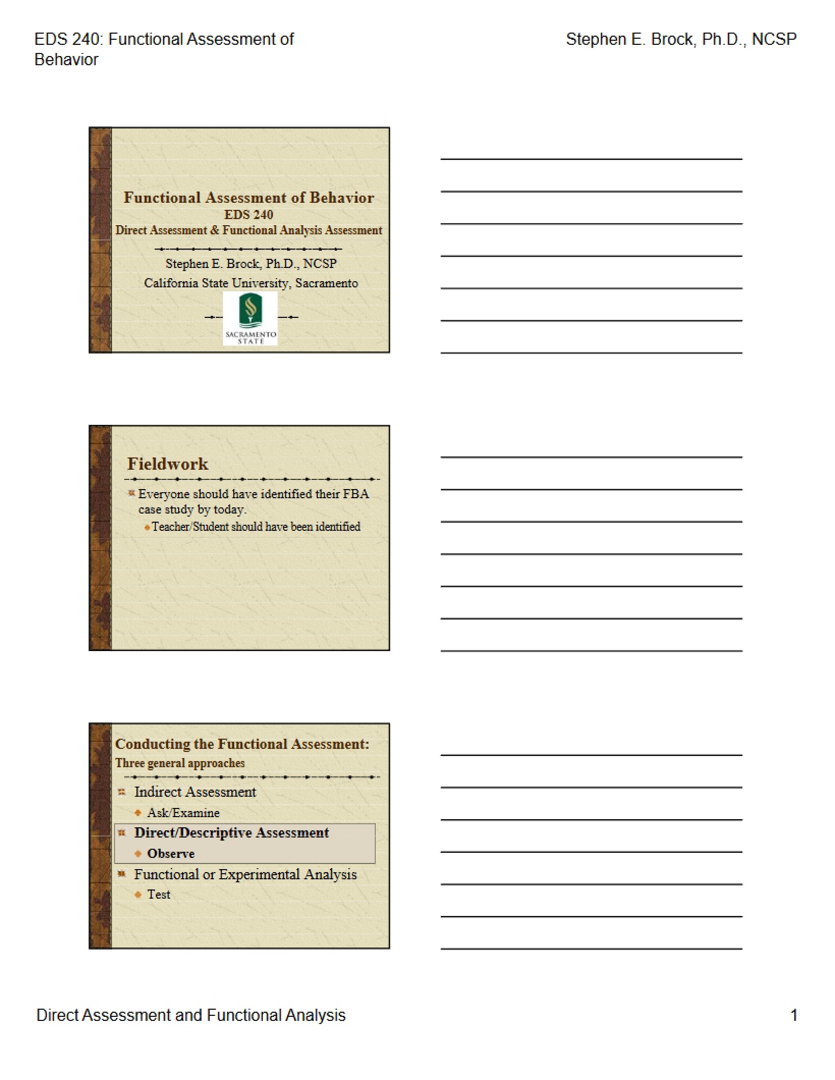 Functional Assessment Study Notes