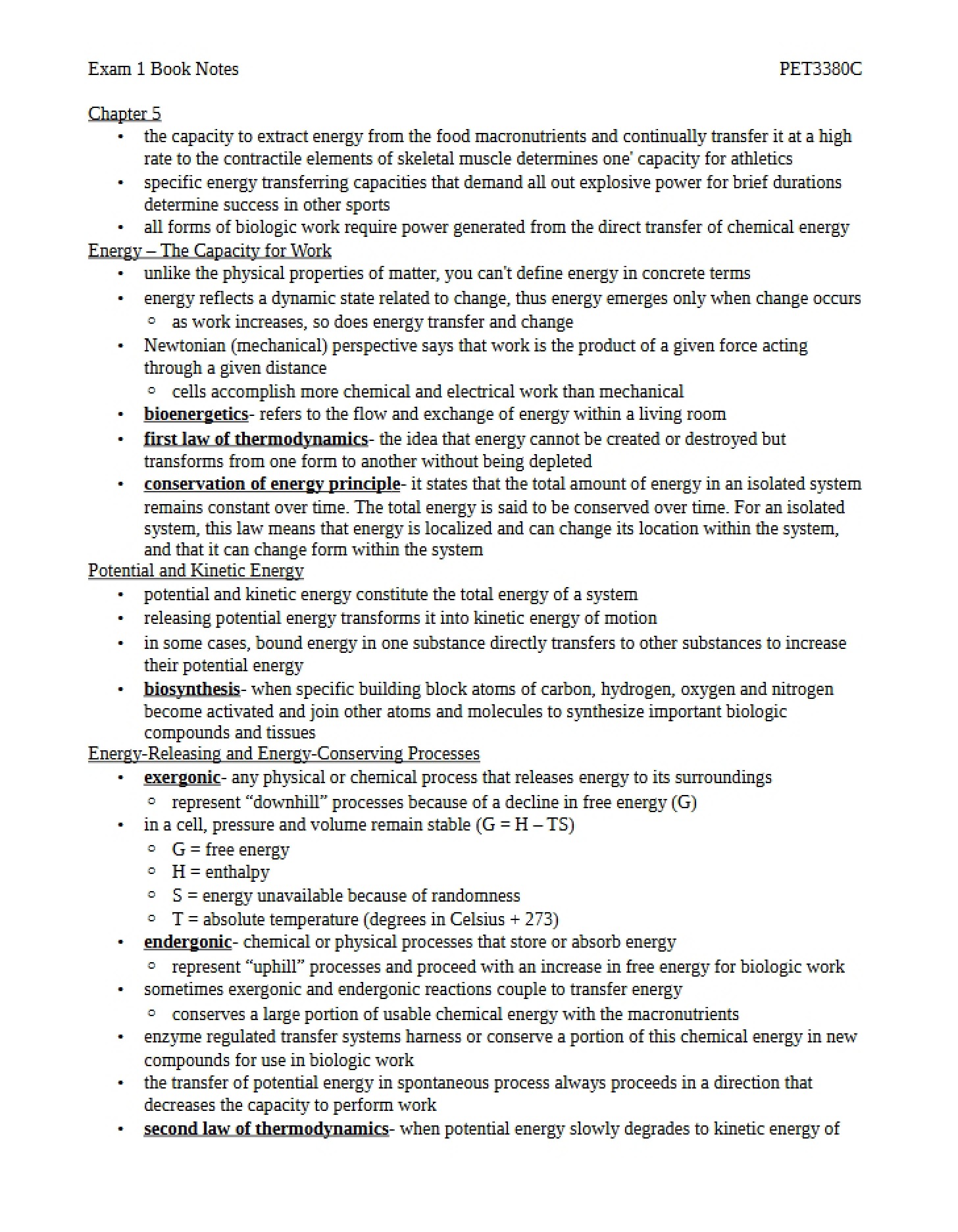 Notes from Book Exam 1
