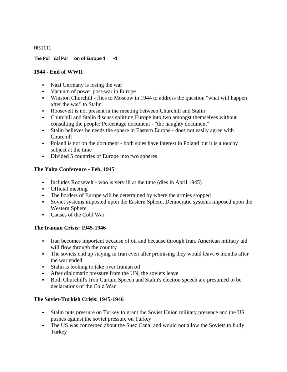 HIS1111 Course Document