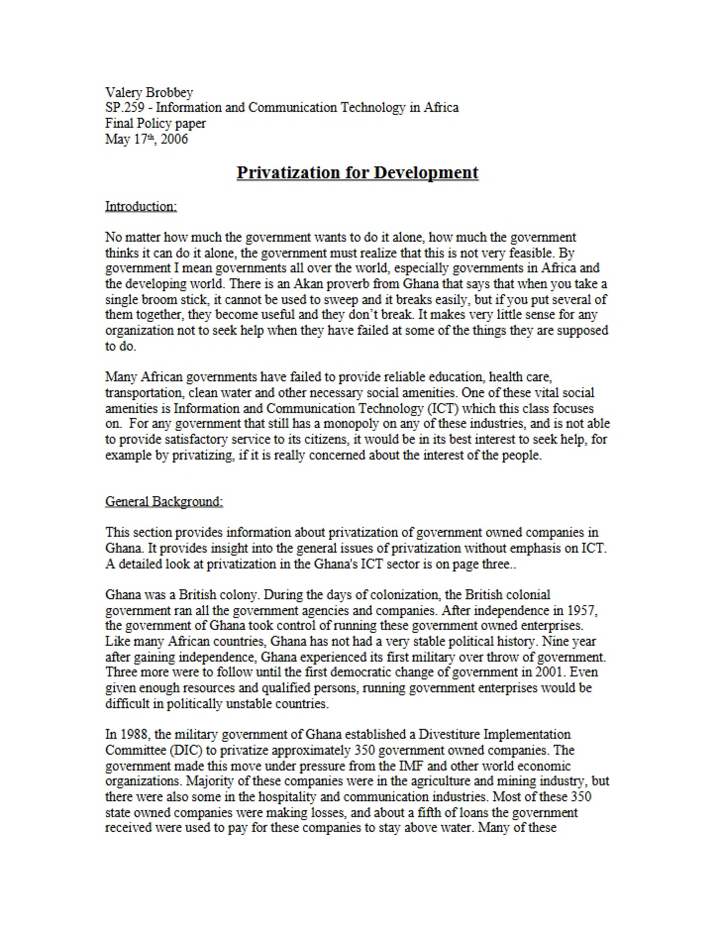 Development Privatization