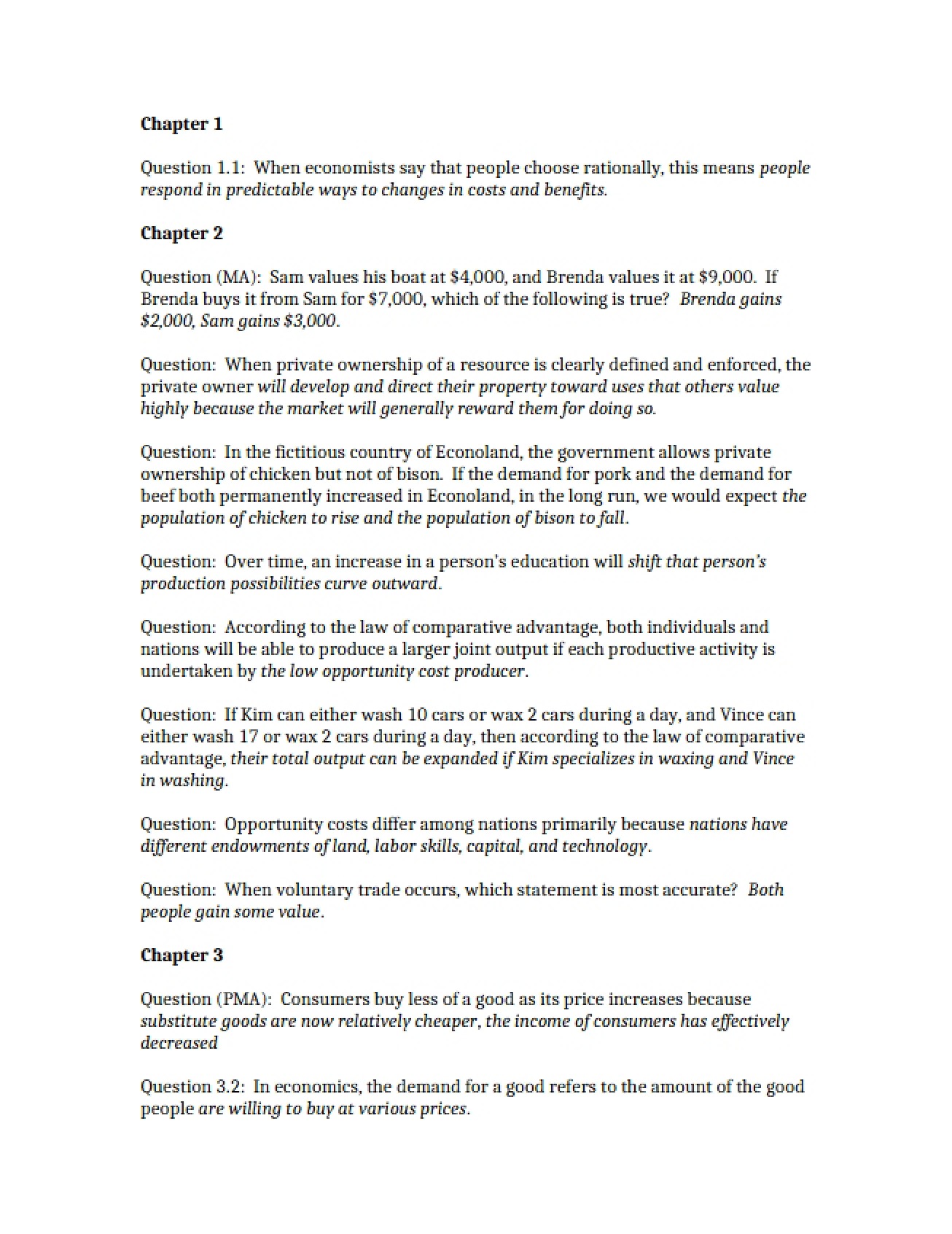 Study of Microeconomics Chapter One