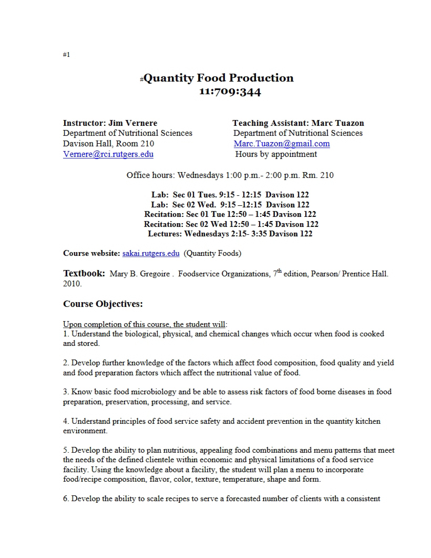 Production of Quantity Food