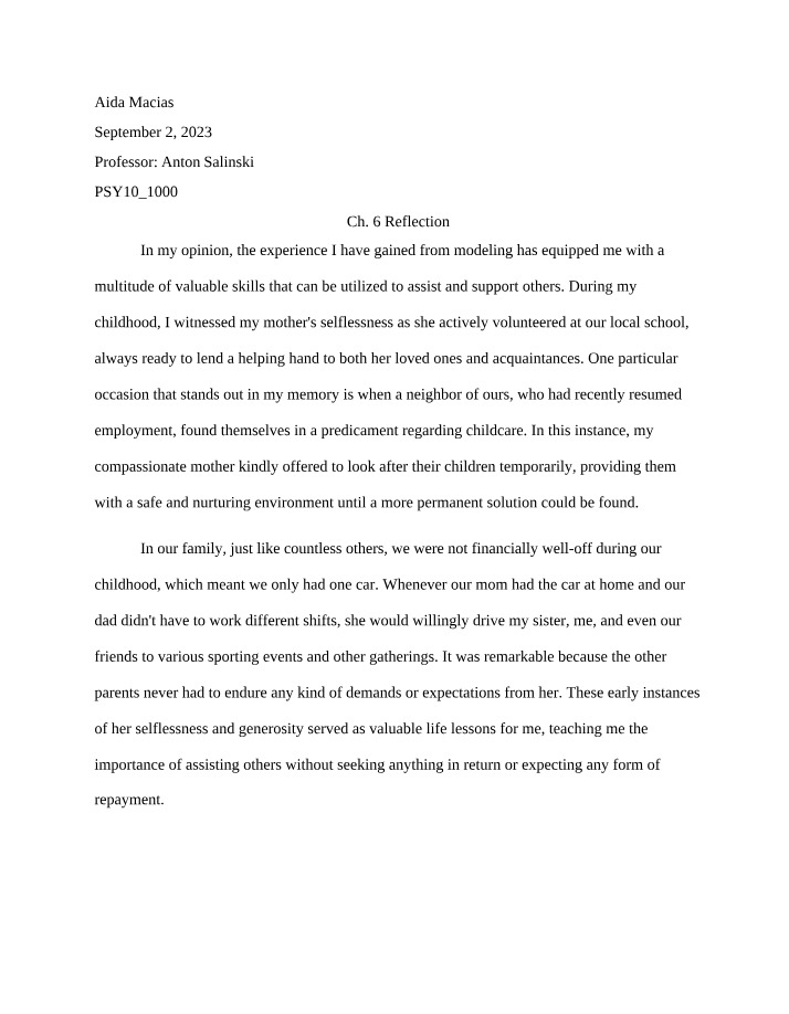 Chapter 6 Reflection - Aida Macias