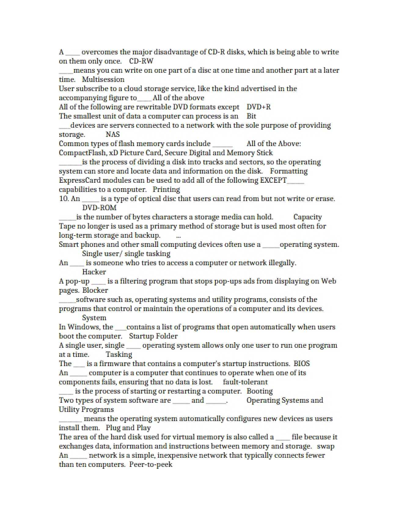 Review Material for Computer Fluency