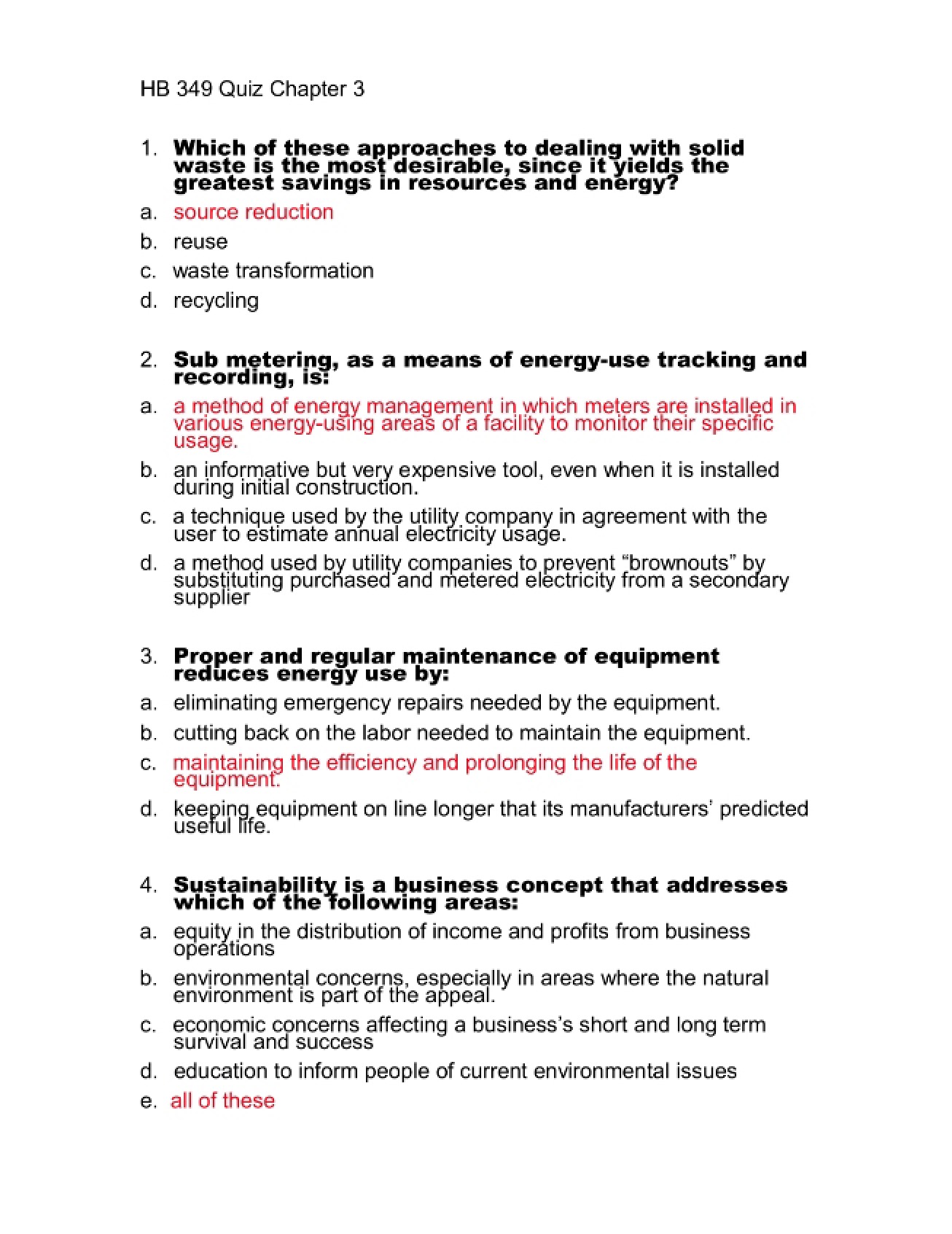 Facility Maintenance Exam