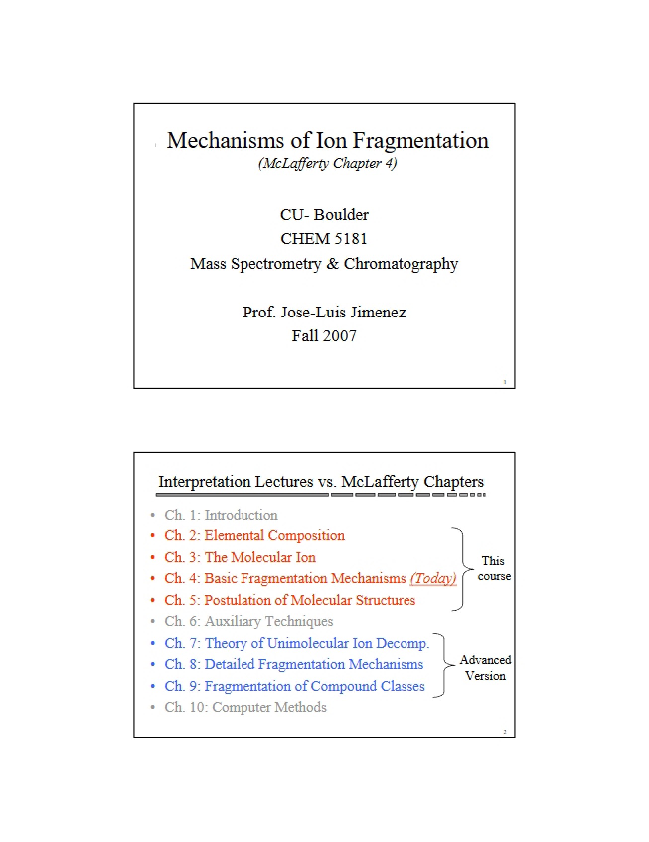 Ion Fragmentation Mechanisms