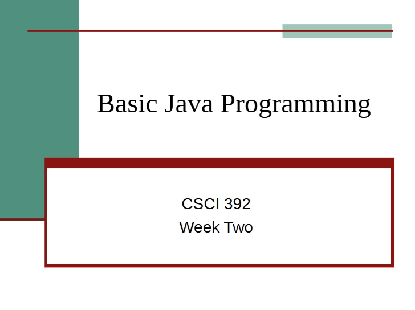 Programming Java Basics