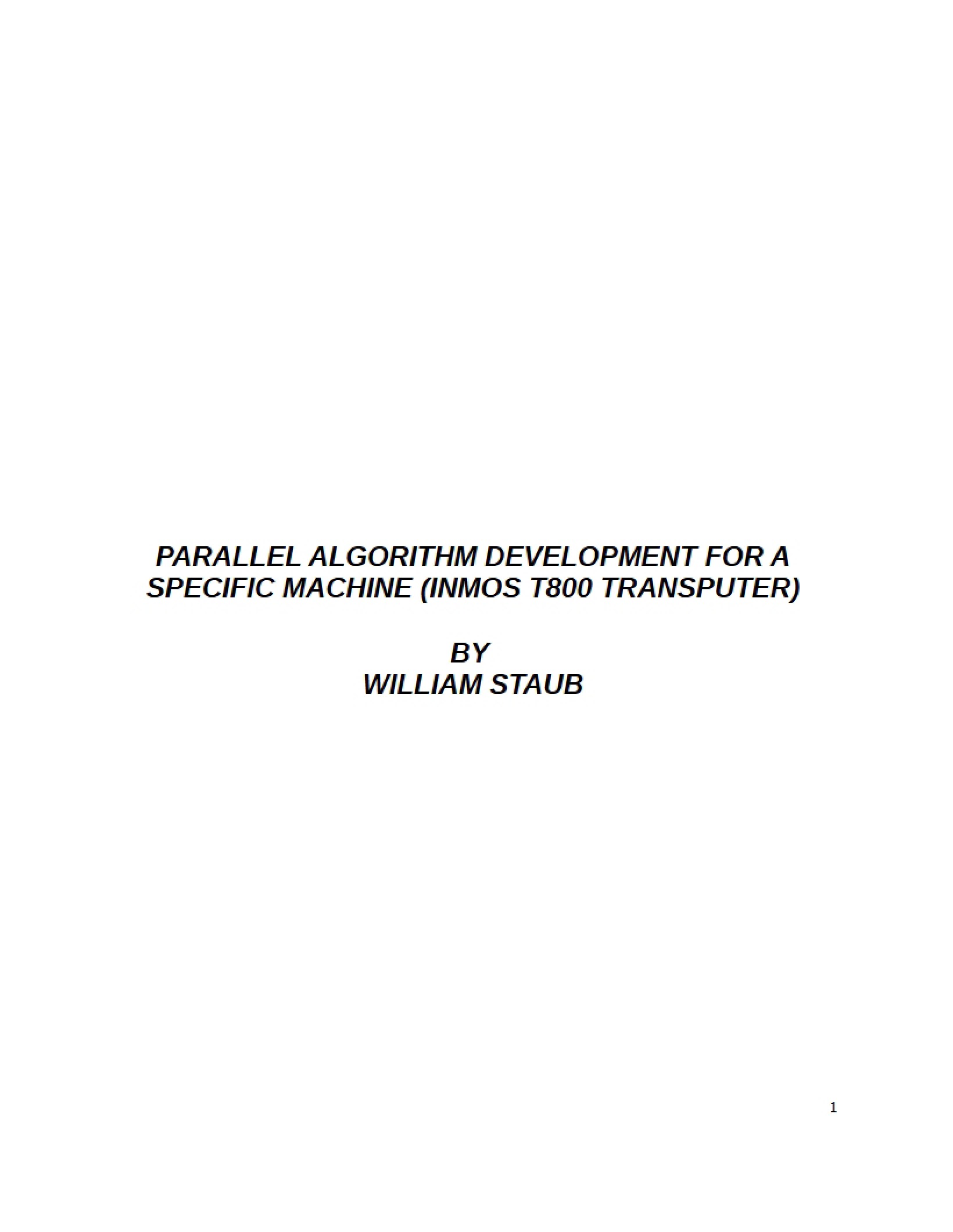 Development of Parallel Algorithms