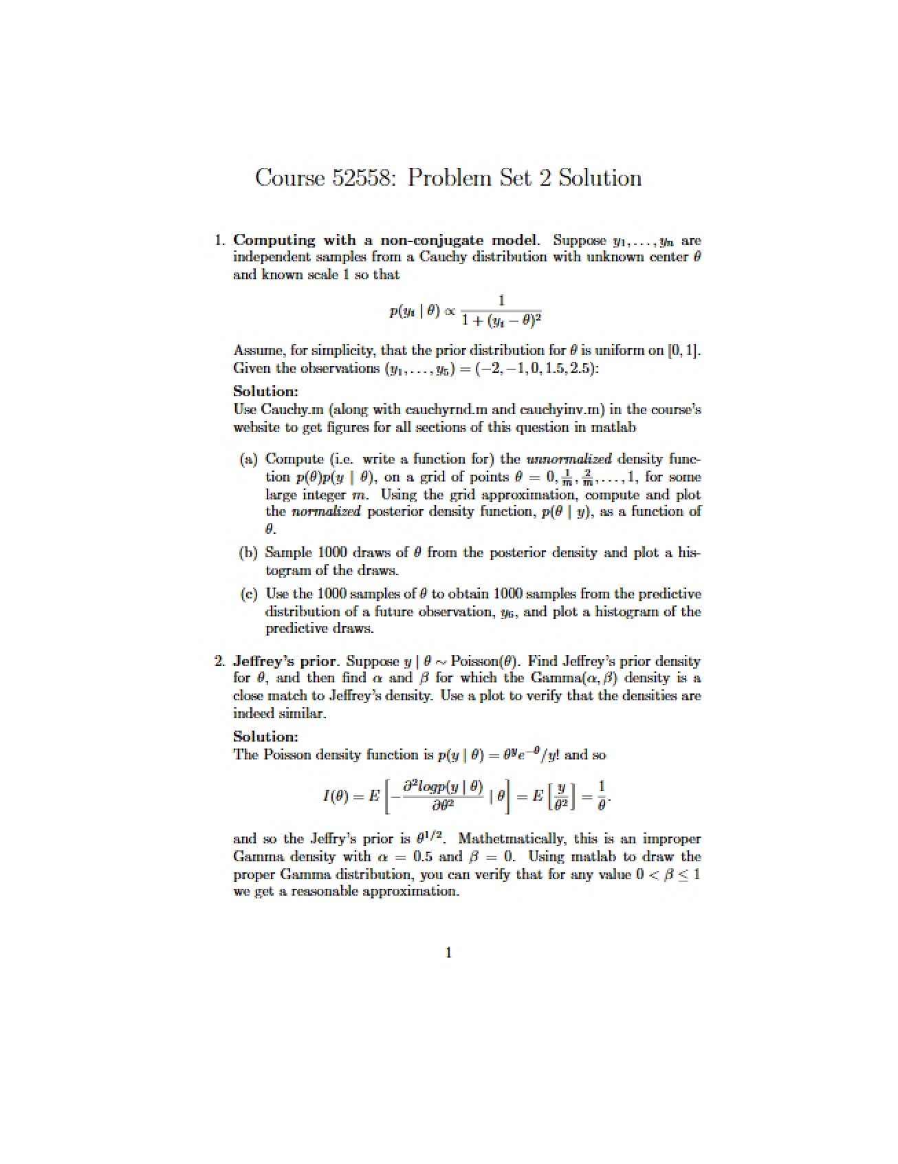 Solutions to Second Problem Set