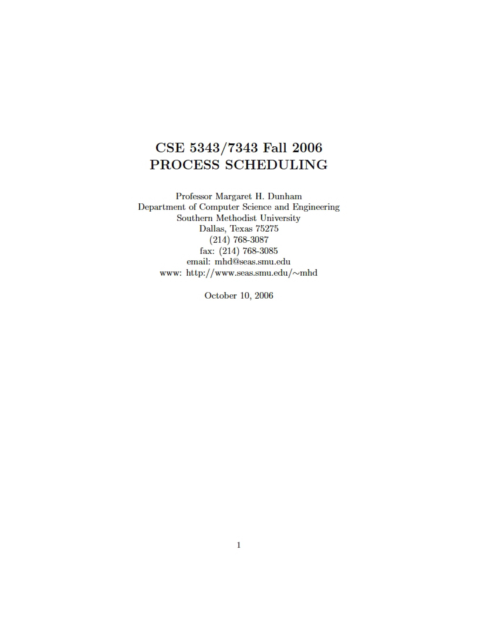 Scheduling of Processes