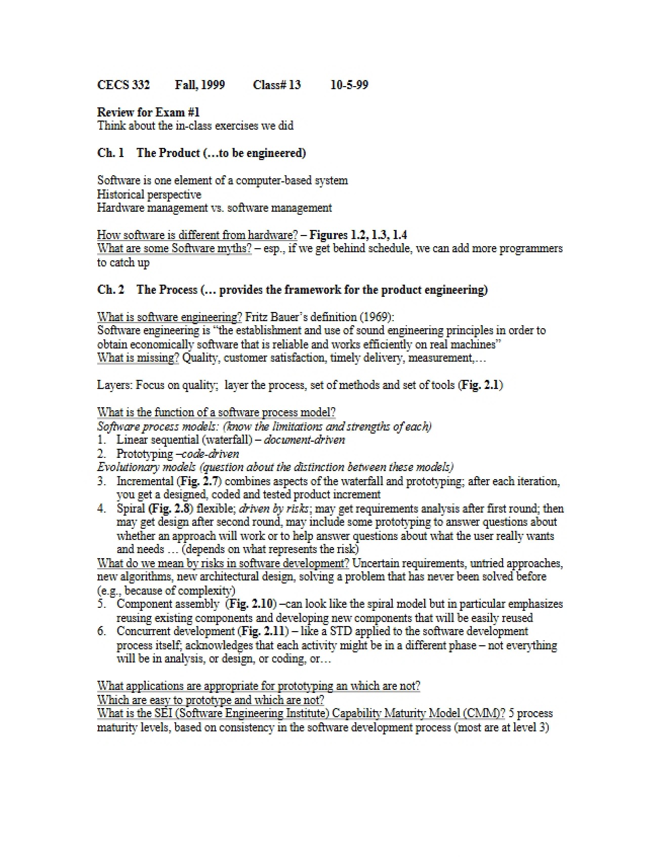Review for CS 4320