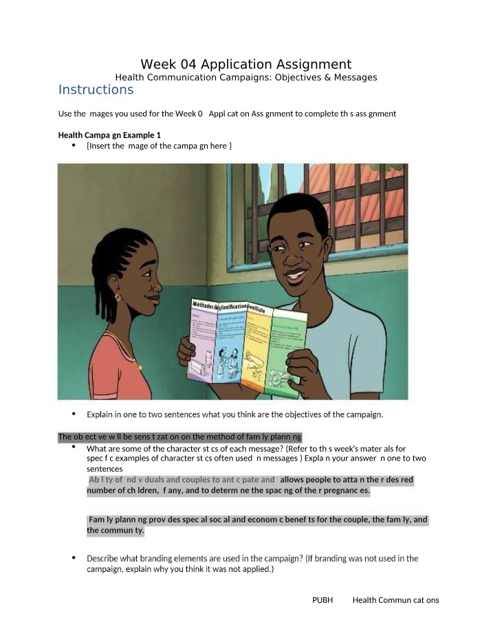 Health Communication Campaigns - Assignment on Objectives & Messages