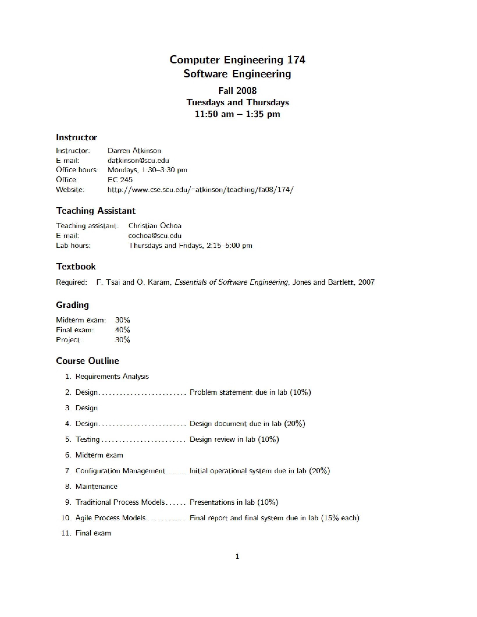 Software Engineering Syllabus
