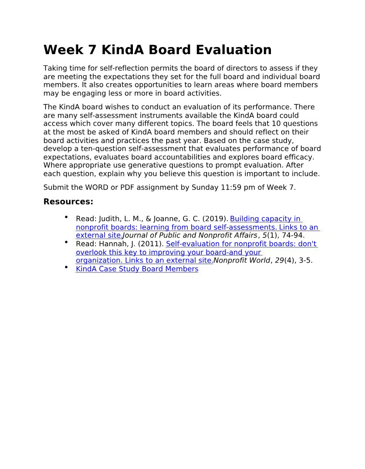 10 Questions to Assess KindA Board Performance