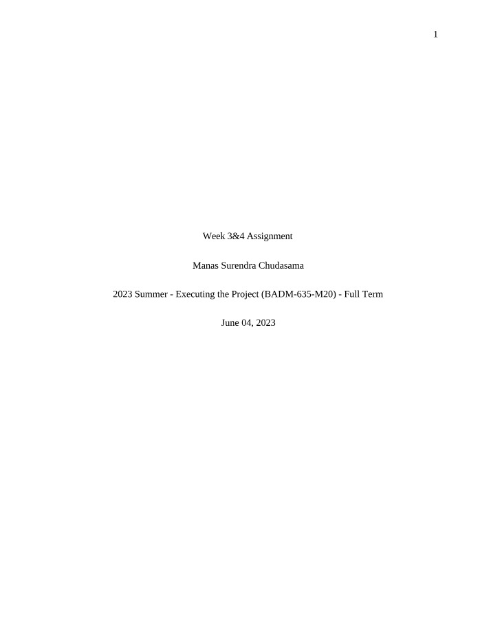 Weeks 3 and 4 Assignment