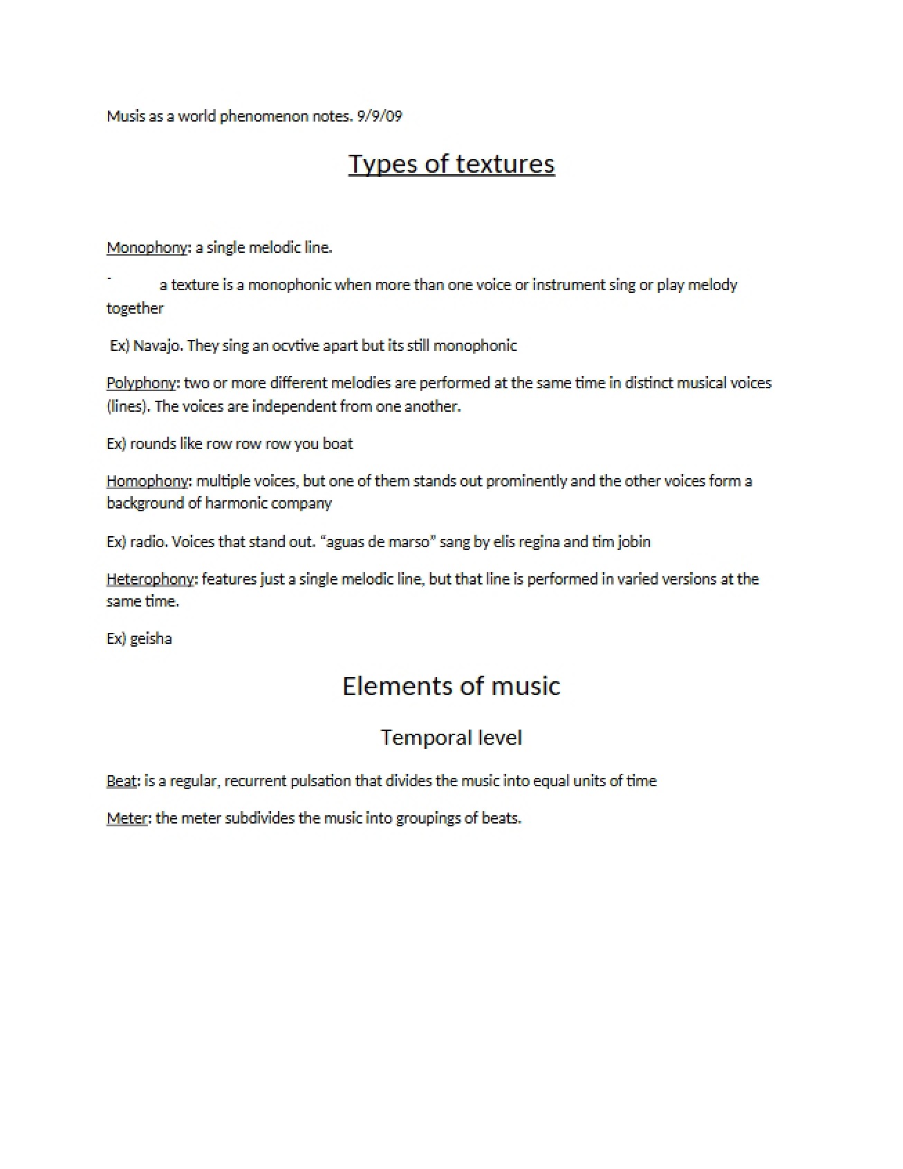 Musical Texture Types