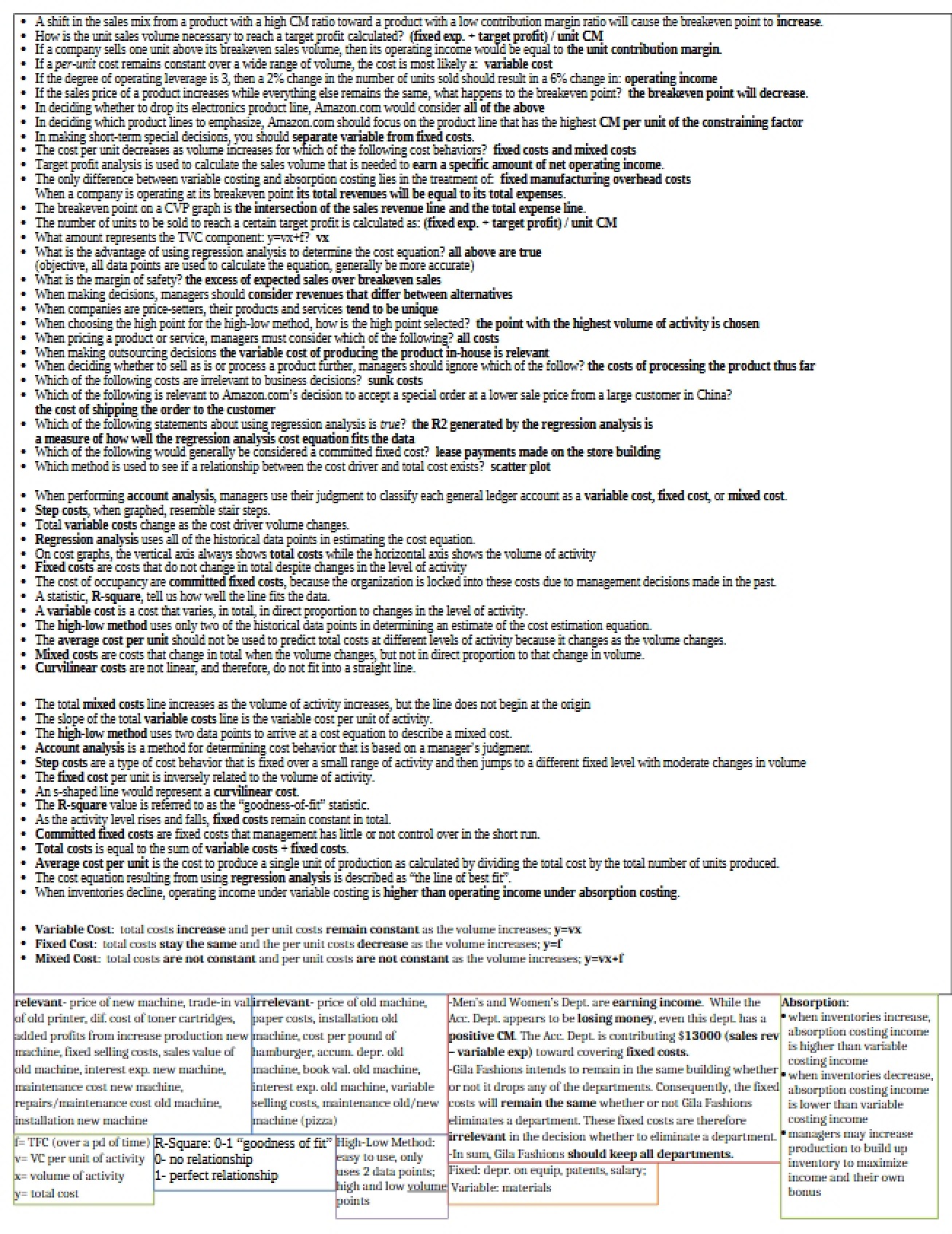 Course Notes for Managerial Accounting