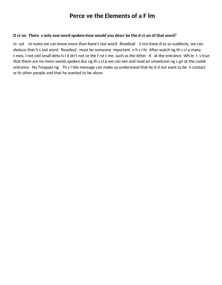 Analysis of Rosebud Meaning in Citizen Kane