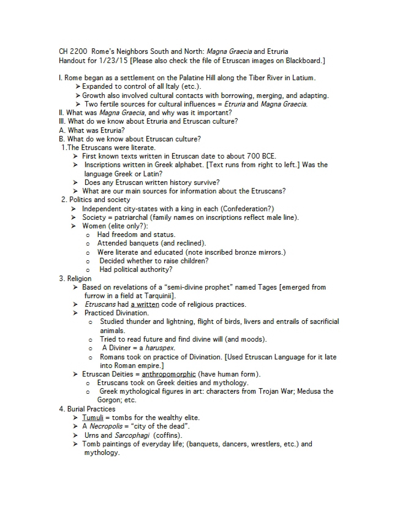 Handout for Jan 23, 15