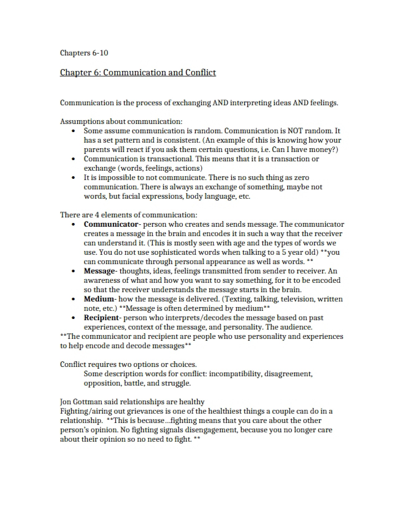 Managing Conflict Through Communication Chapter Six