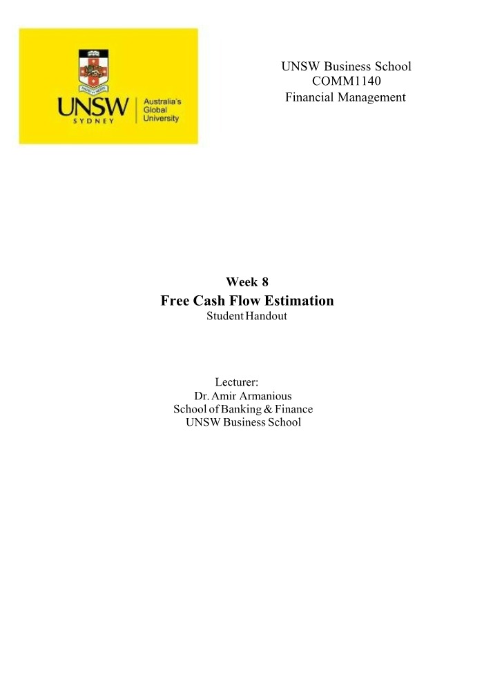 Handout for Week 8 Students