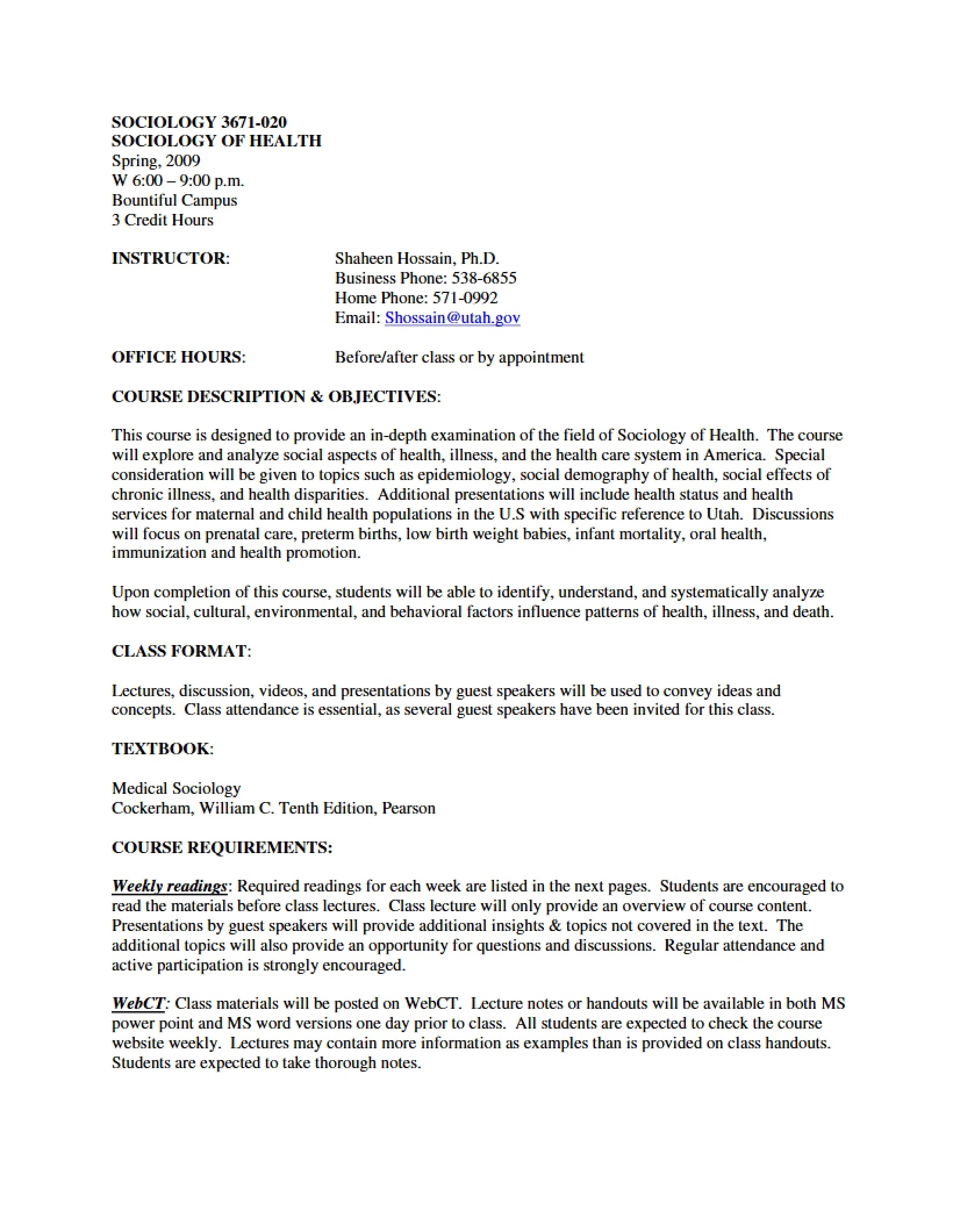 Syllabus for SOC 3671