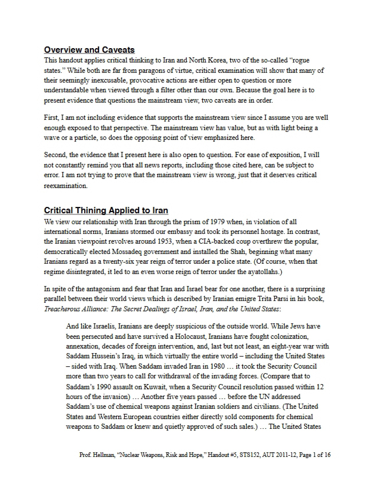 Study Notes for Nuclear Weapons, Risk, and Hope