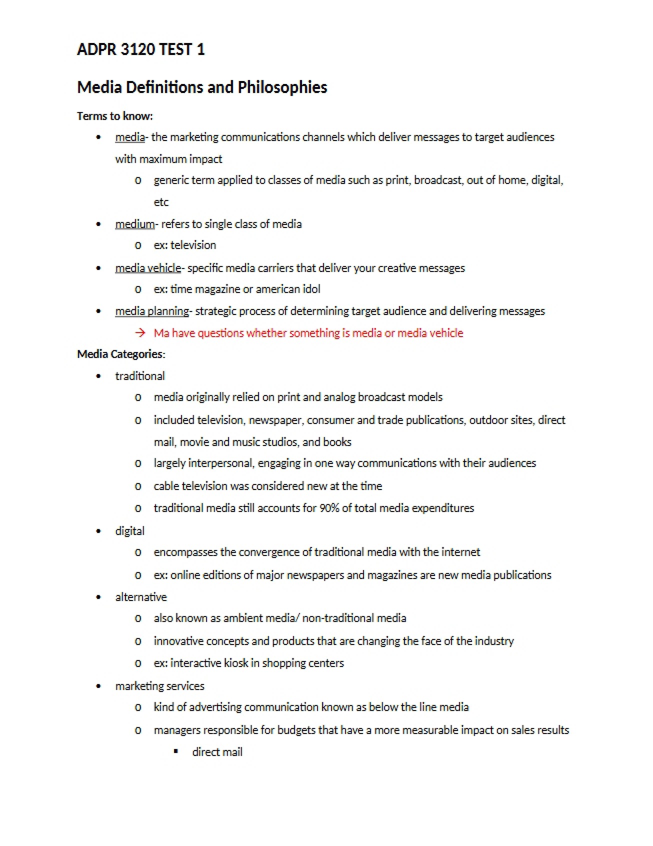 Media Definitions and Philosophies