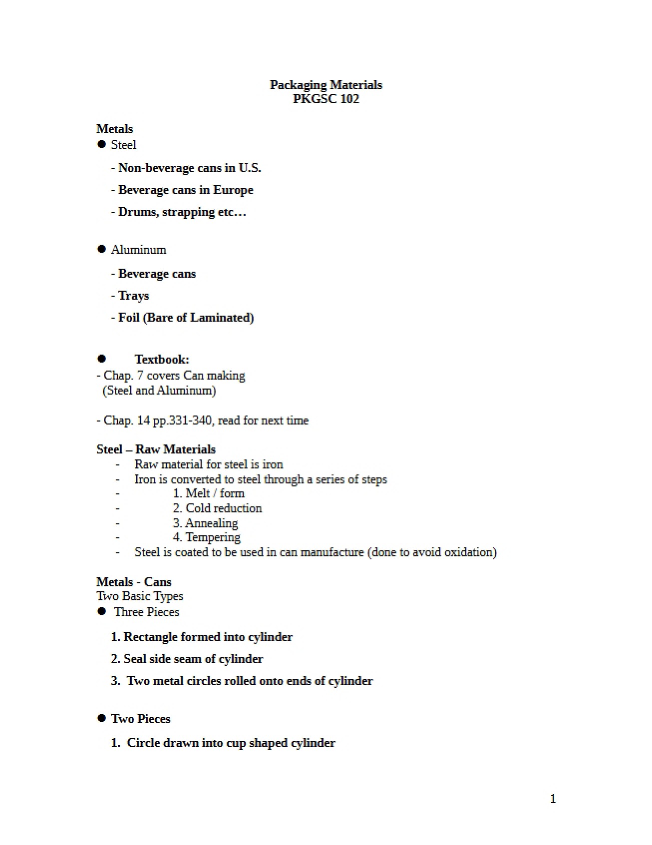 Notes on Steel and Metal