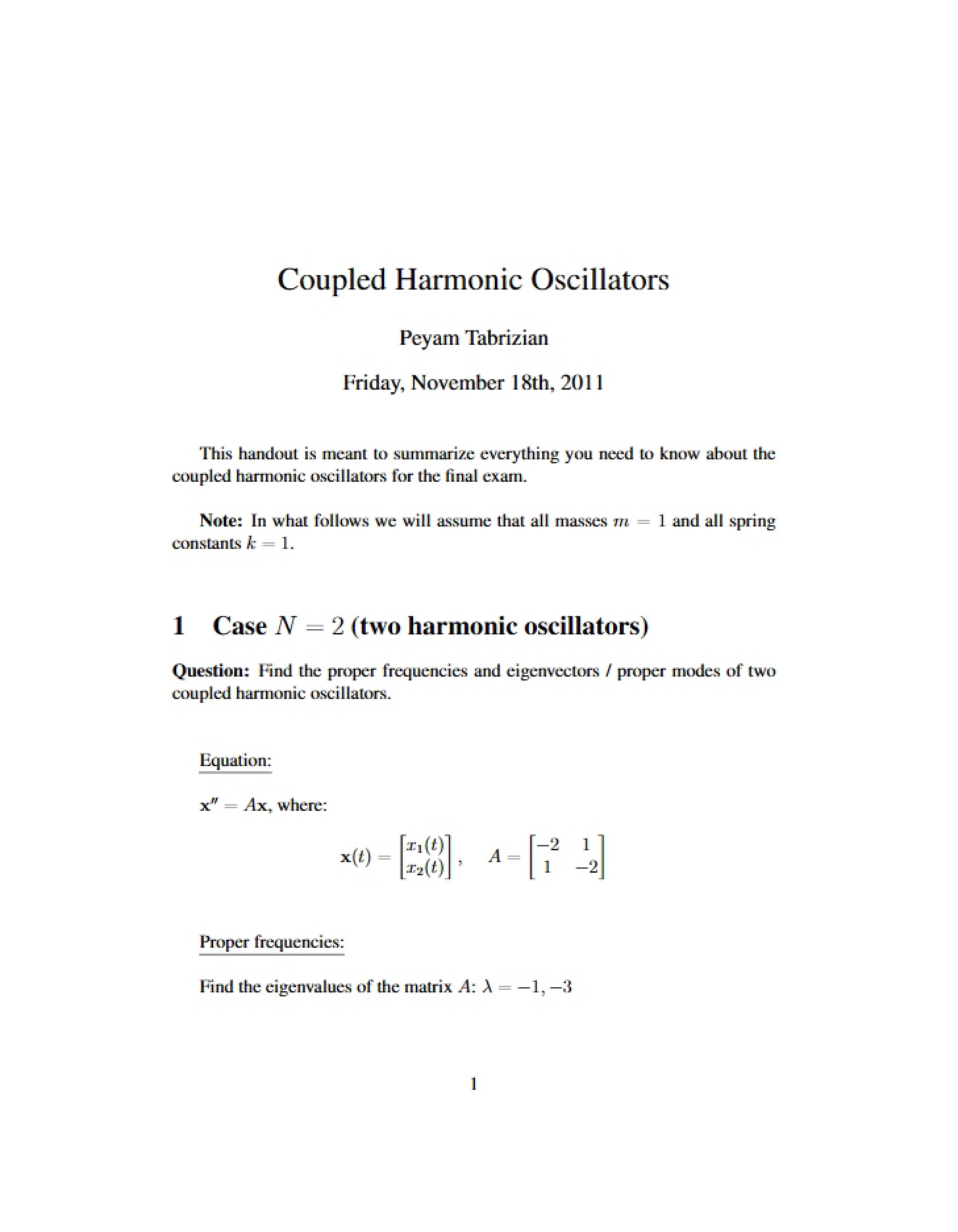 Oscillators Coupled Harmonic