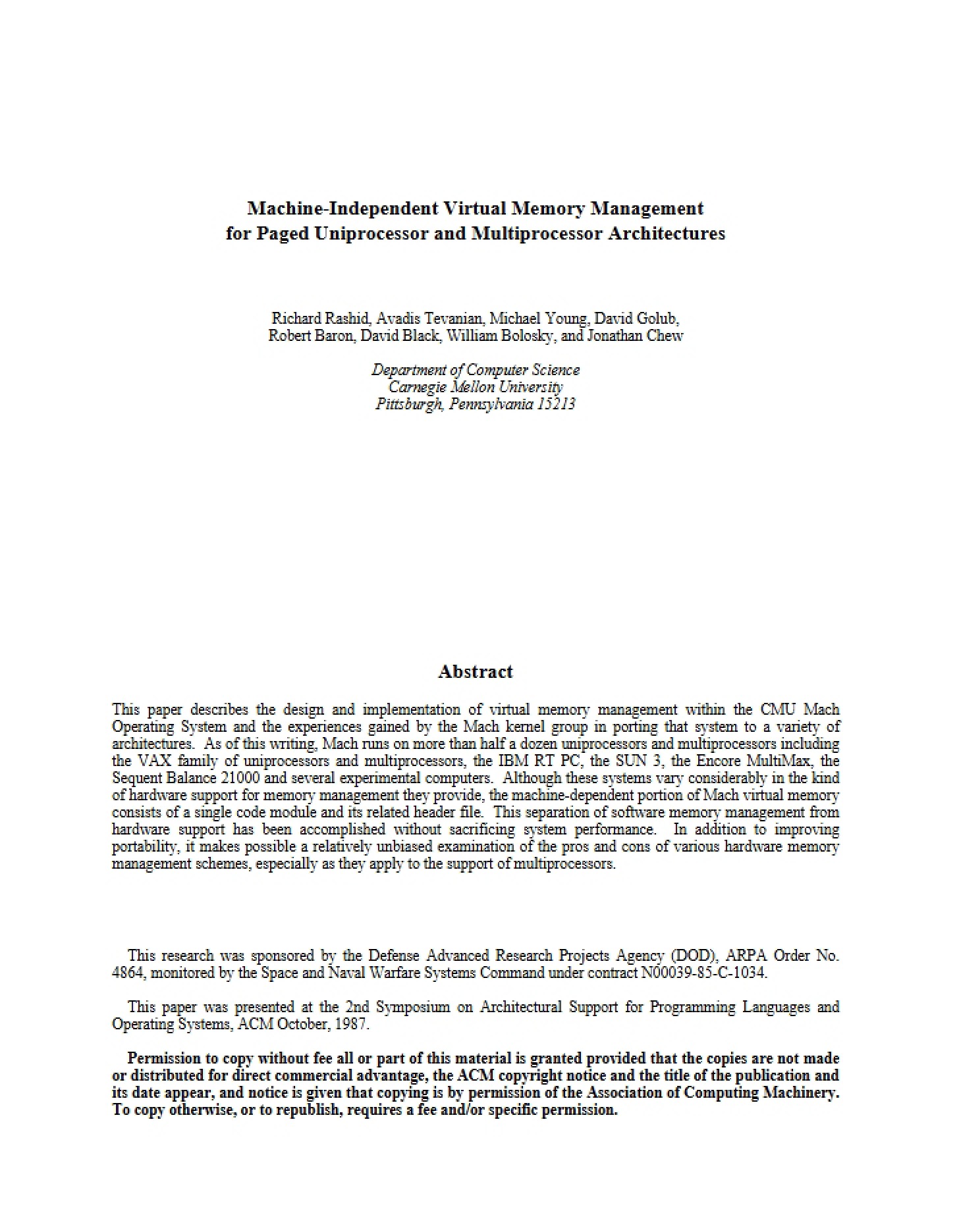 Virtual Memory Management (Machine-Independent)