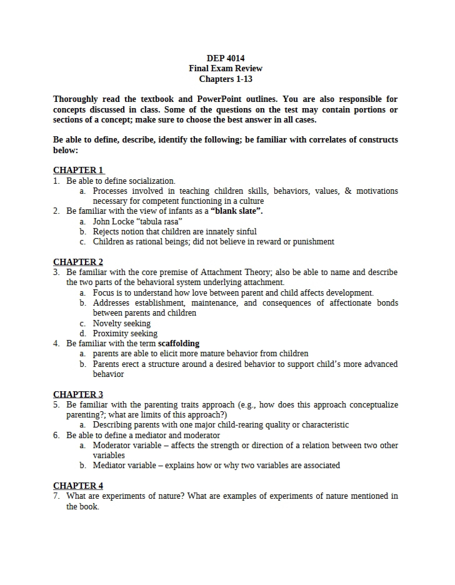 Final Examination Review