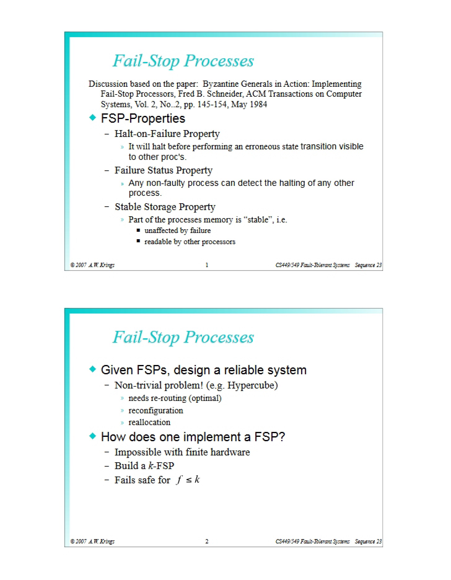 Fail-Stop System Processes