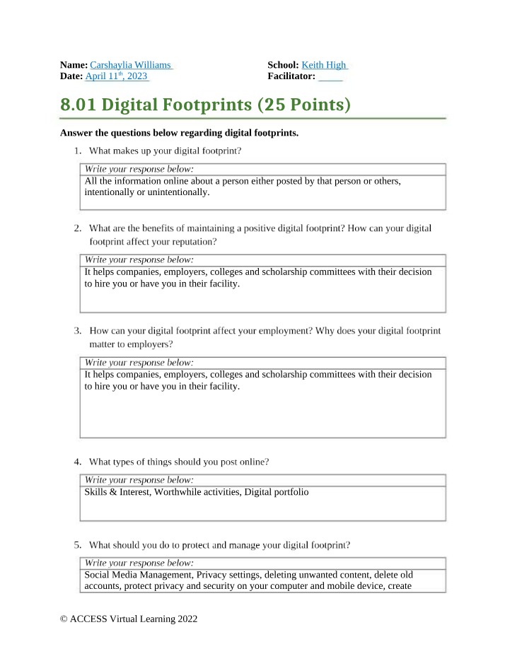 8.01 Digital Footprints Assignment - Carshaylia Williams