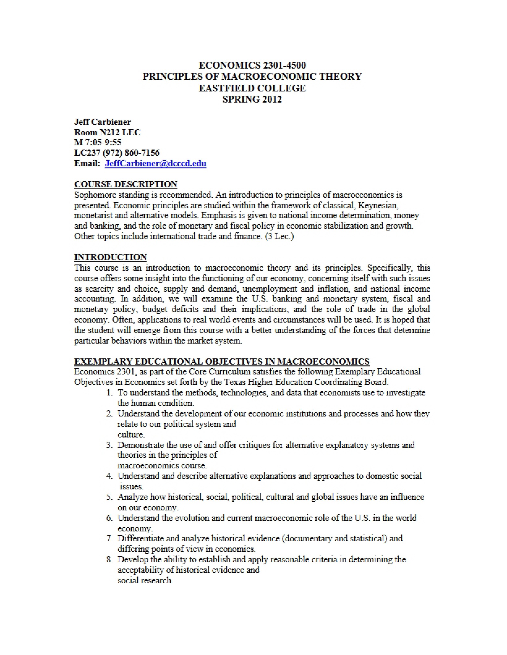 Syllabus - ECON 2301
