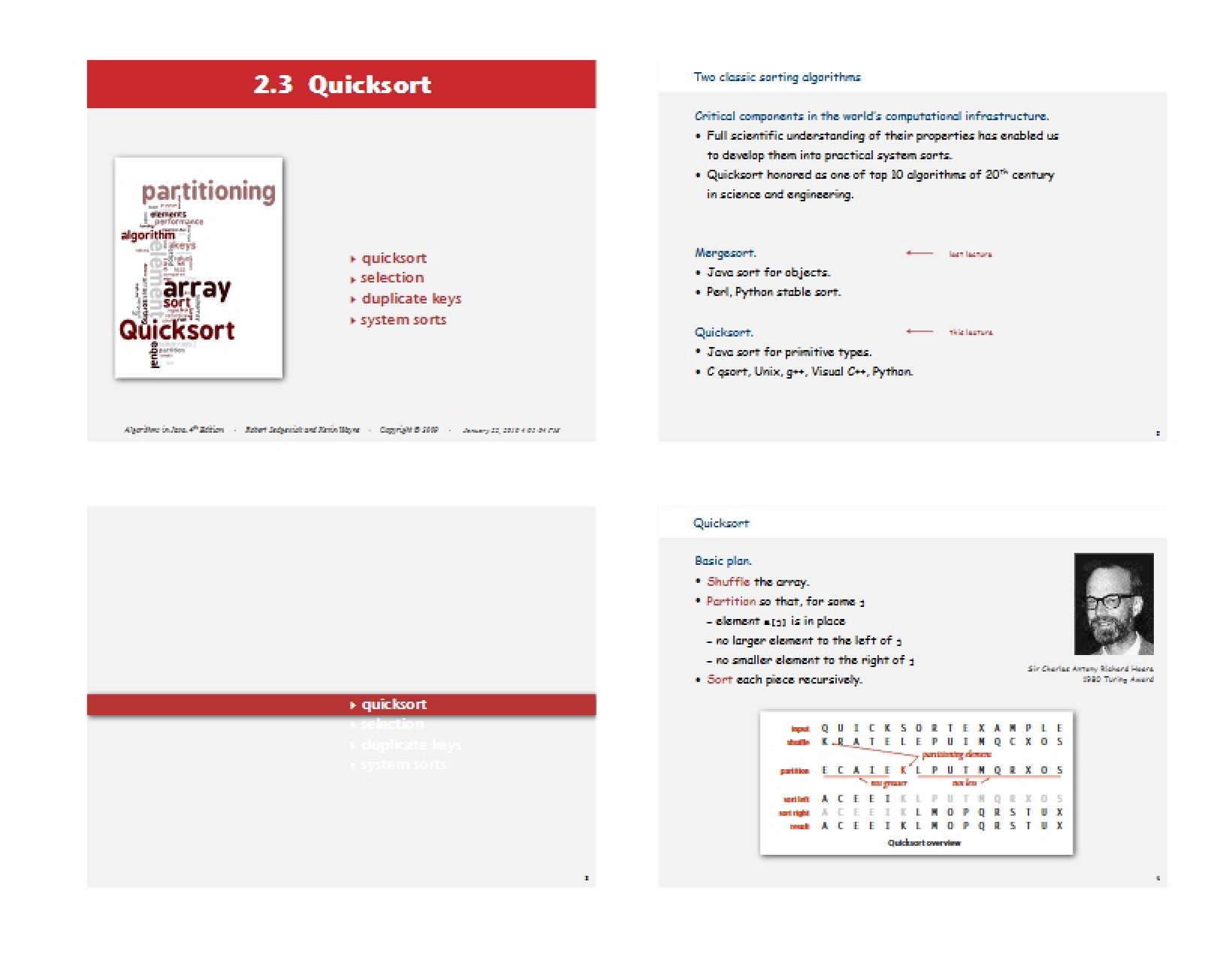 Quicksort Algorithm - COS 226