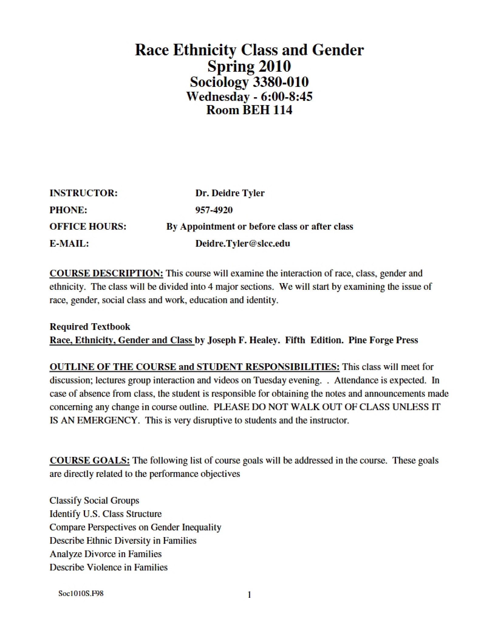 Syllabus for Sociology 3380