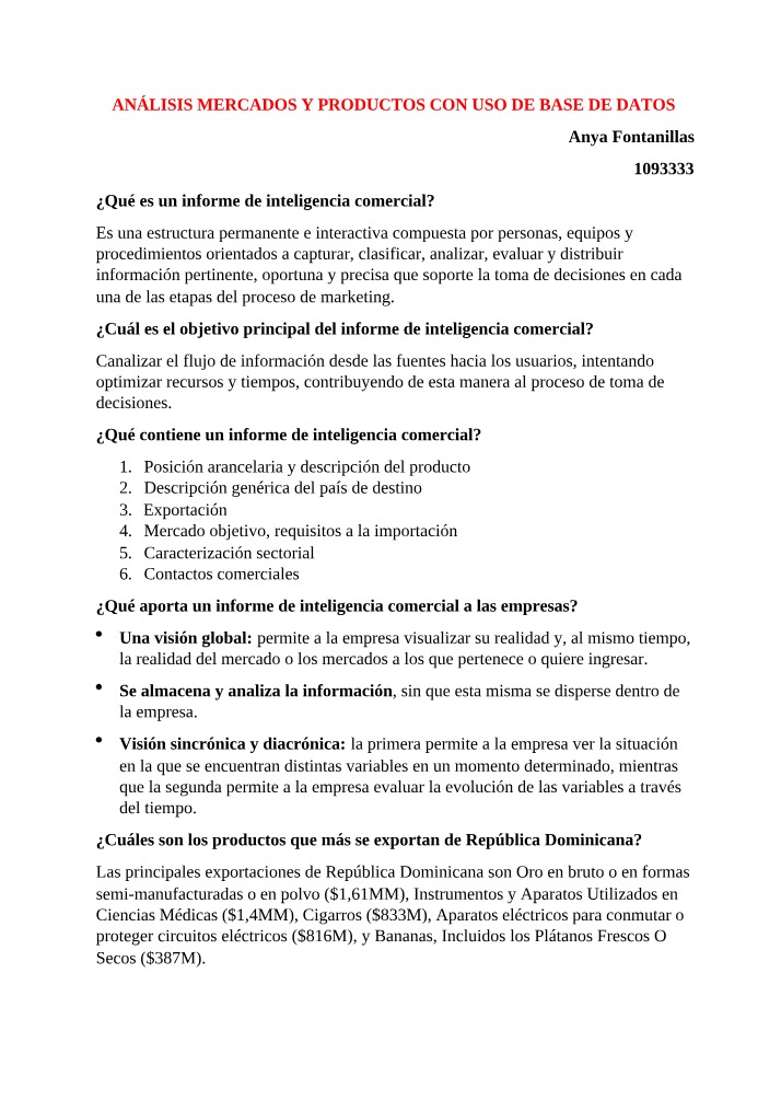 Análisis de Mercados y Productos - Uso de Base de Datos