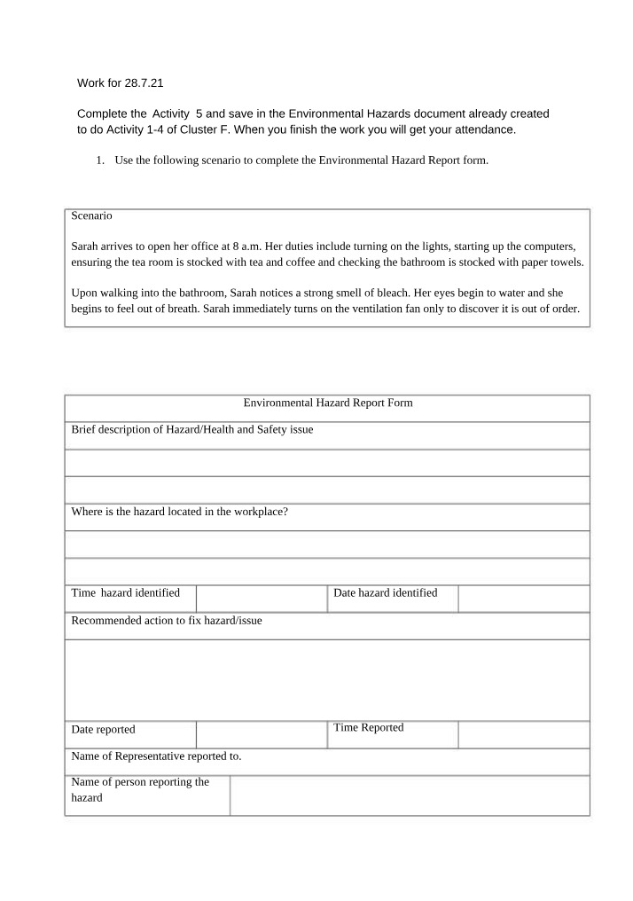 Workplace Environmental Hazards - Identifying and Reporting