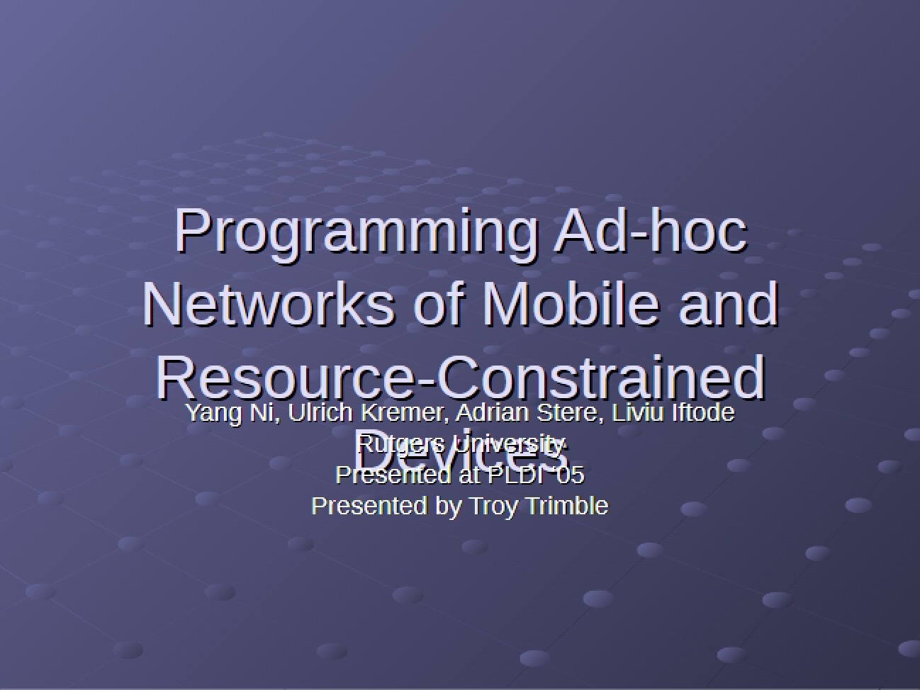 Mobile Resource-Constrained Ad-hoc Network Programming