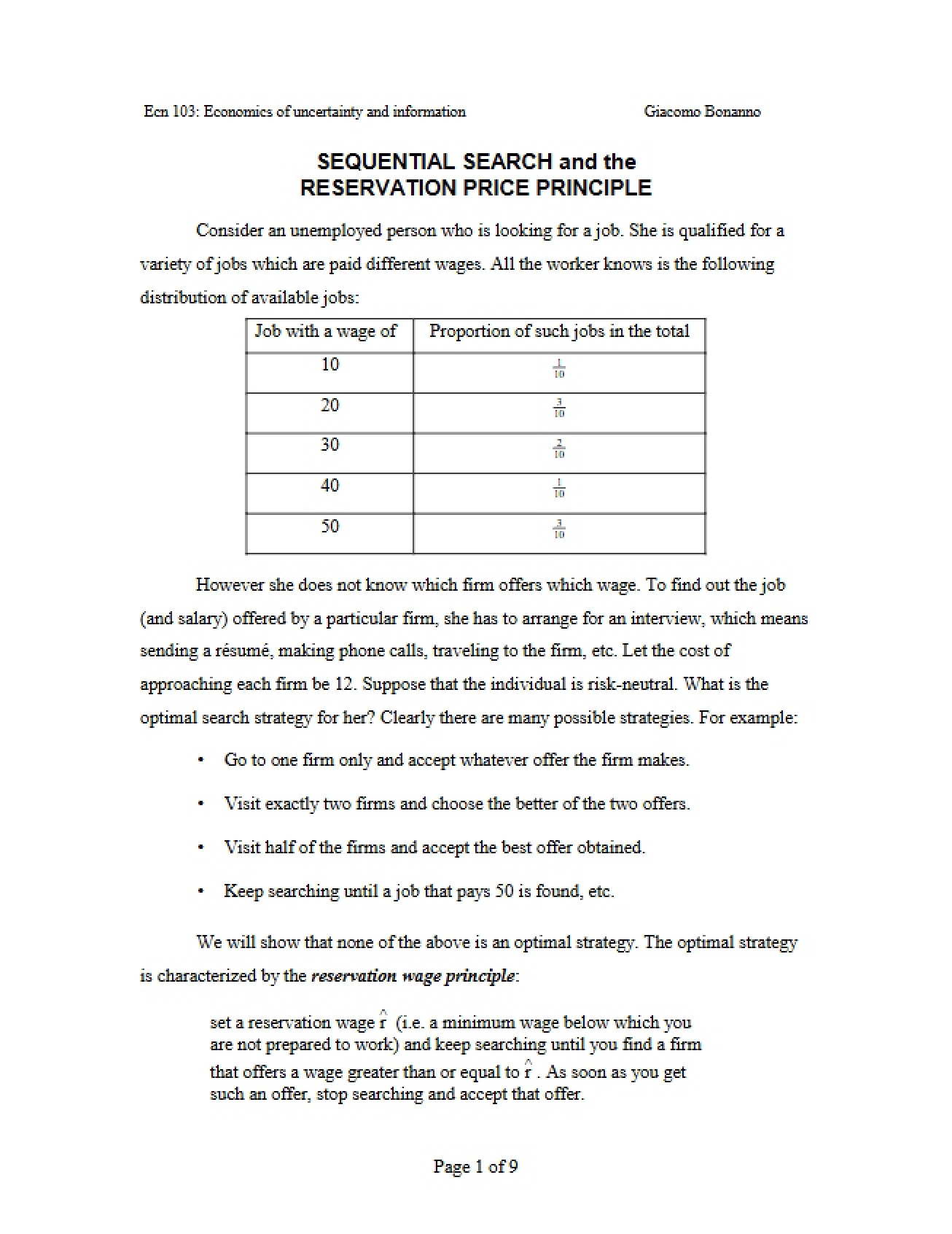 Reservation Price Principle and Sequential Search