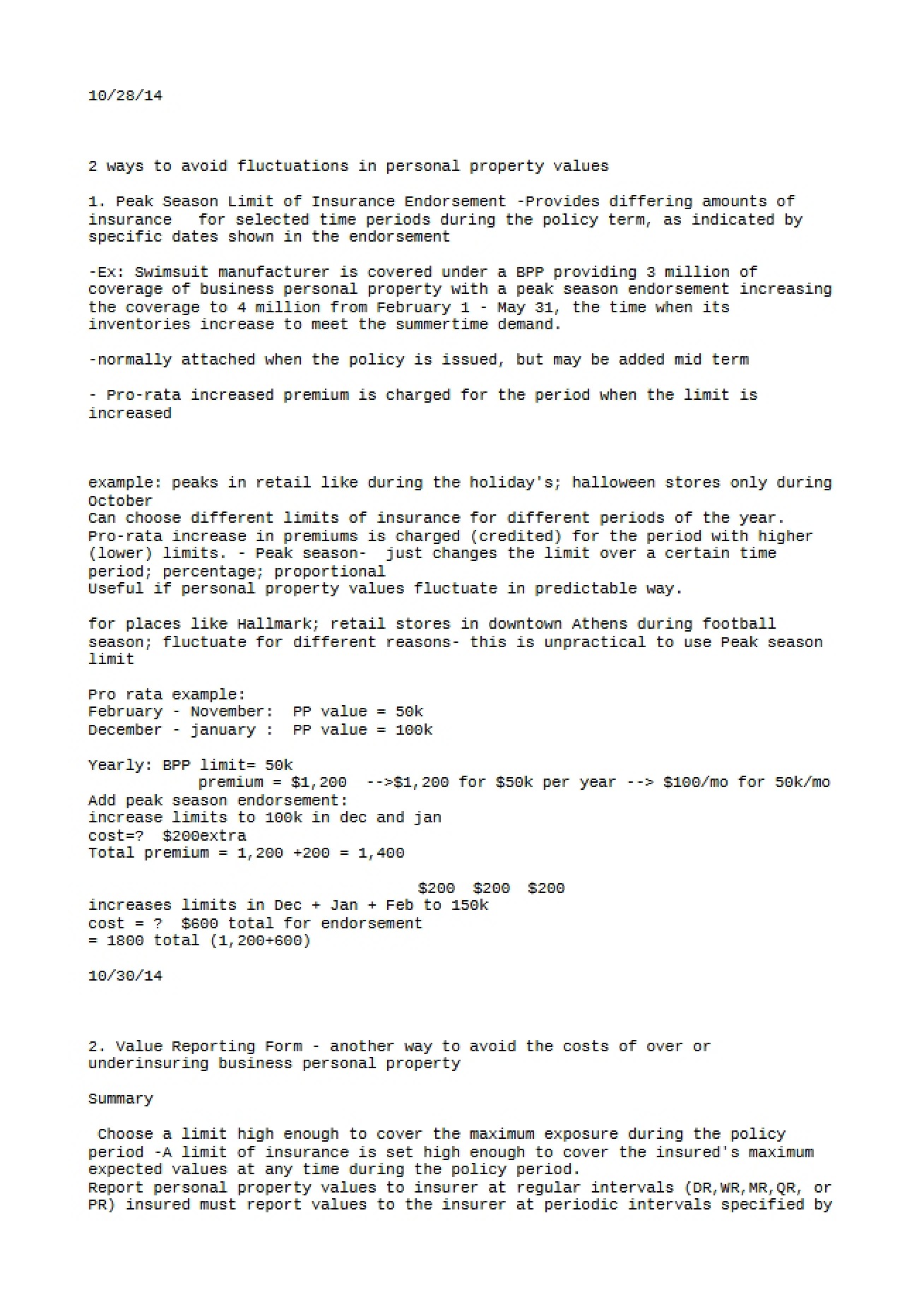 Notes for RMIN Test Three