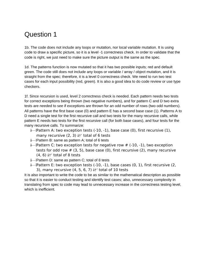Code Correctness Testing Levels - Mathematical Definitions