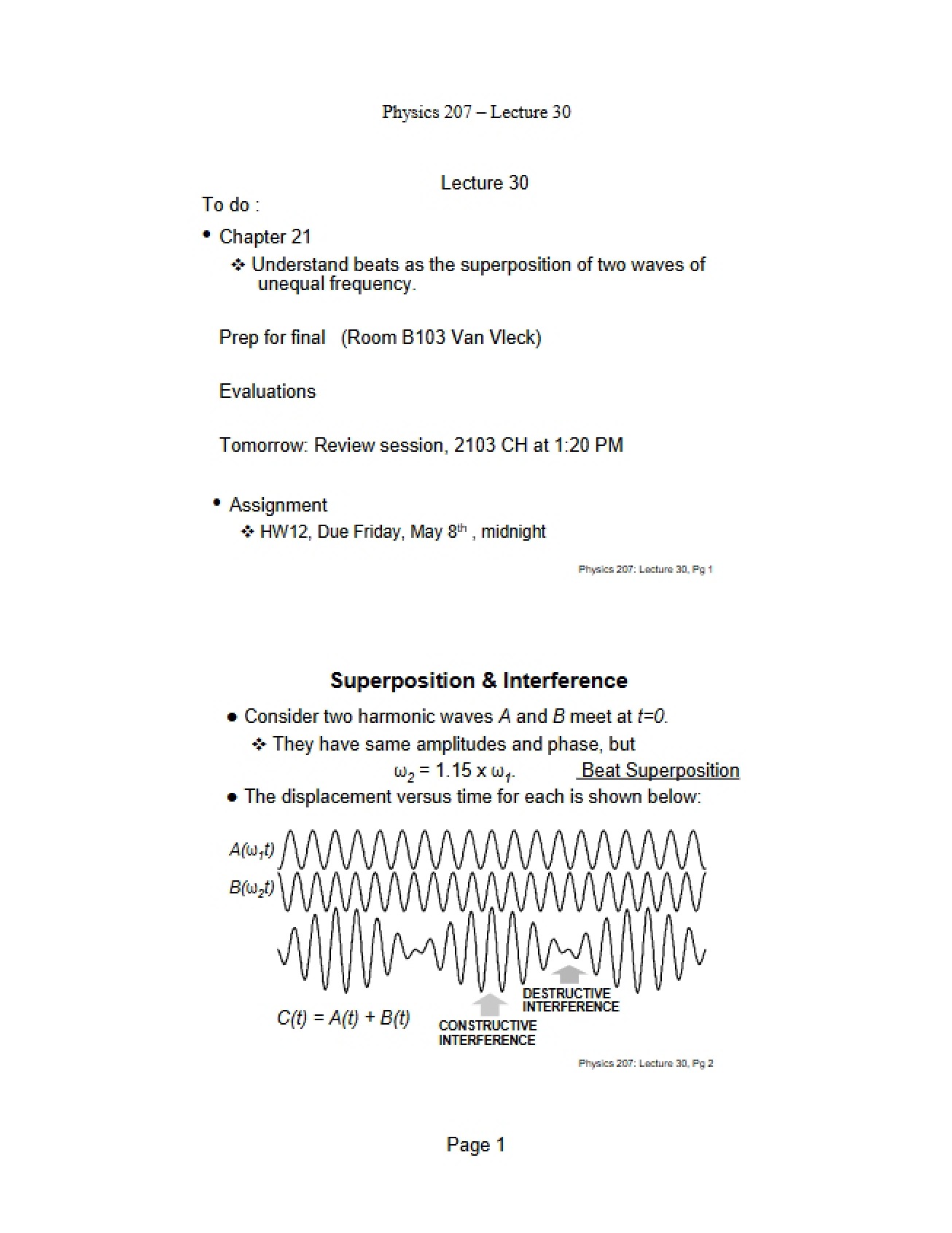 Lecture 30 (Physics 207)