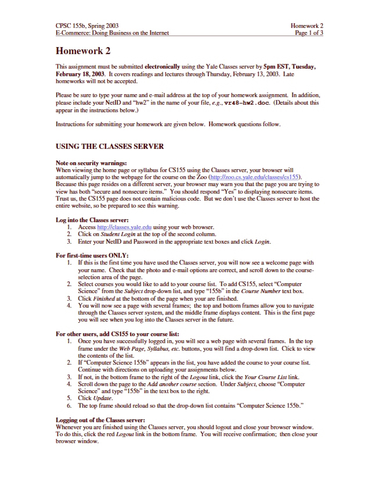 Second Homework