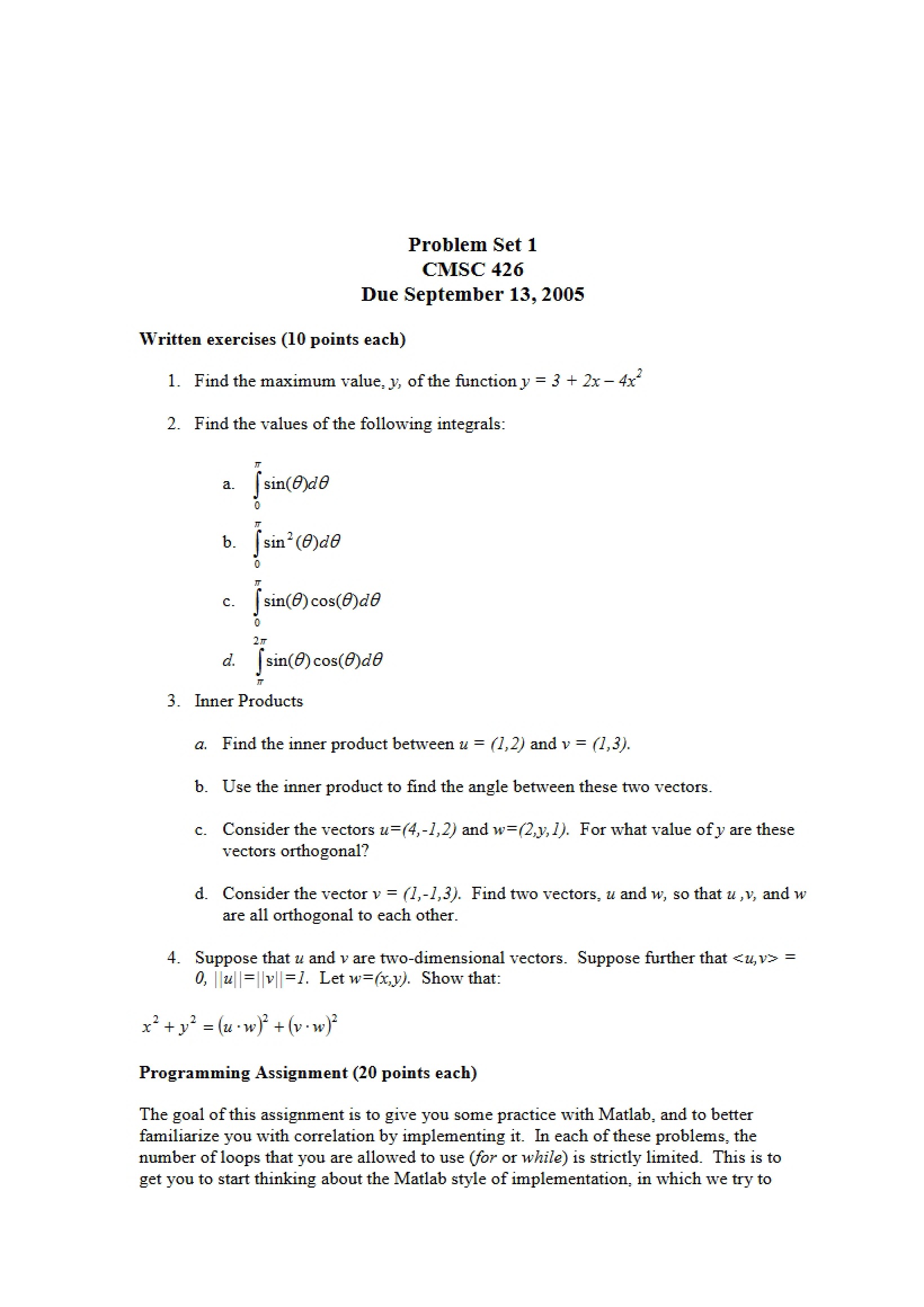 First Problem Set