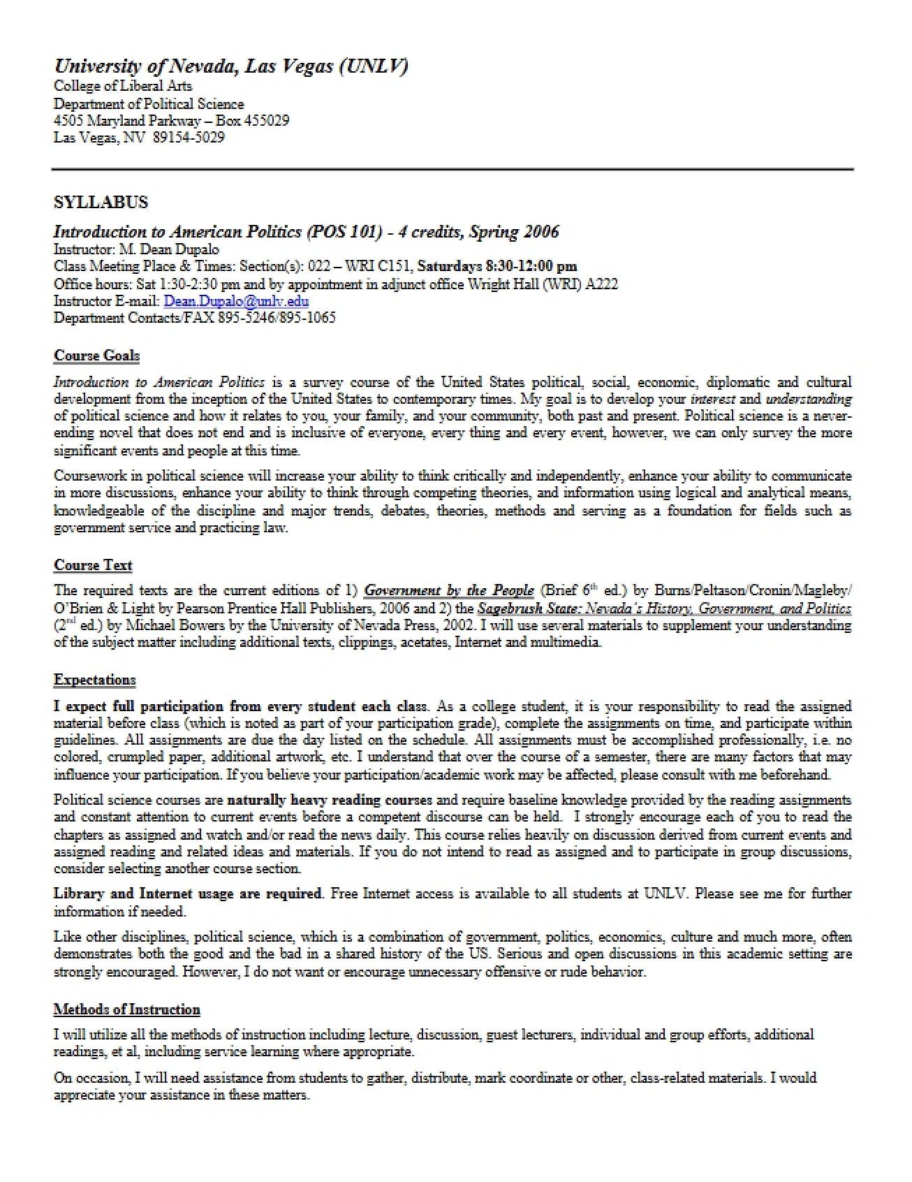 Syllabus Survey of Political Theory