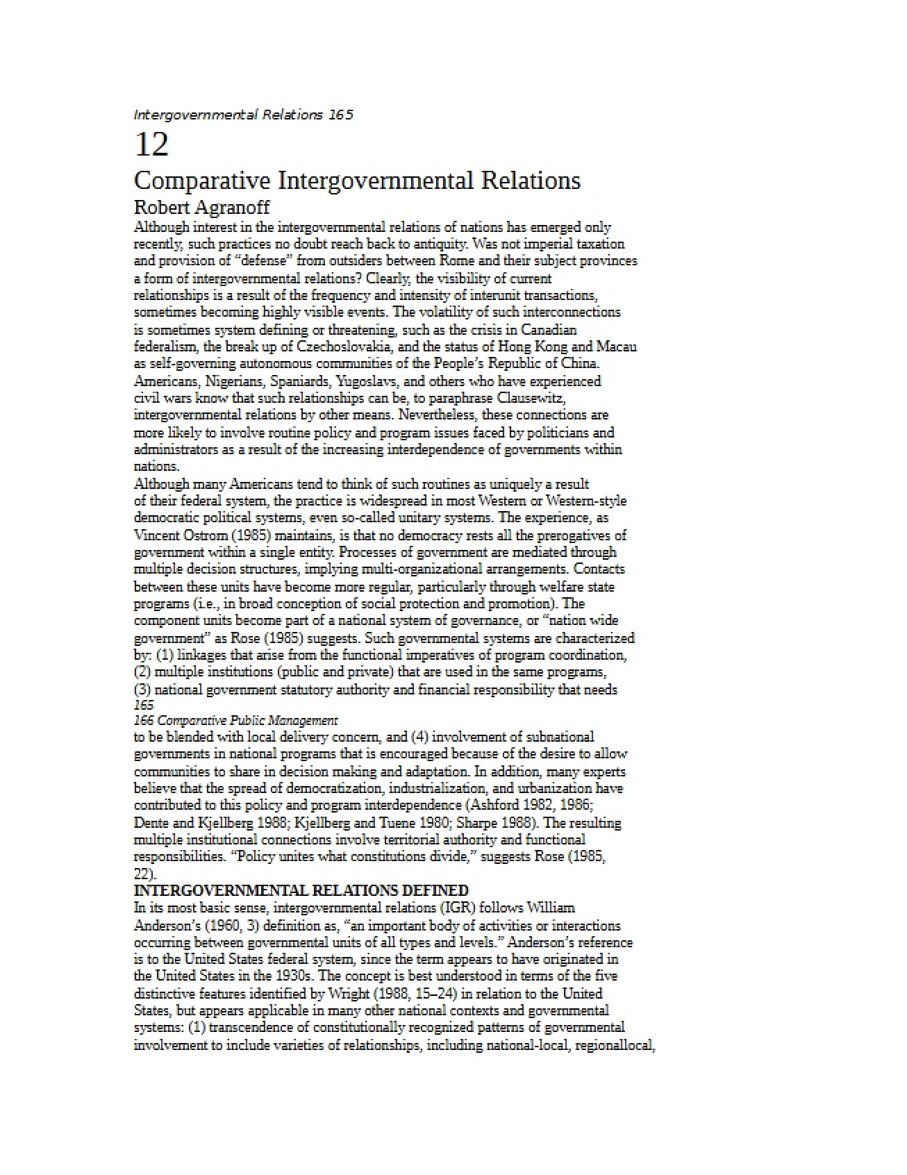 Comparative Intergovernmental Relations (Chapter 12)