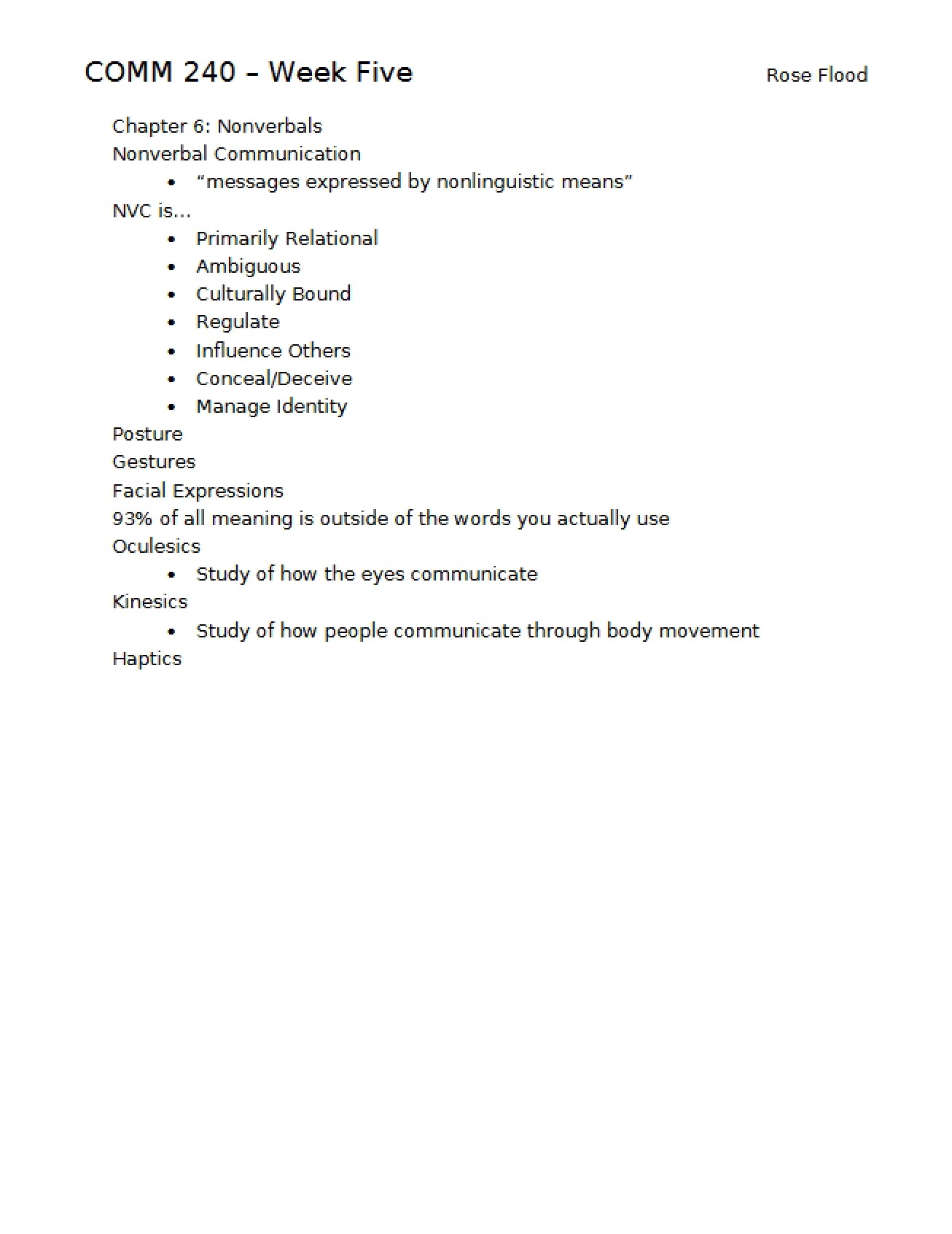 Nonverbal Communication Ch. 6
